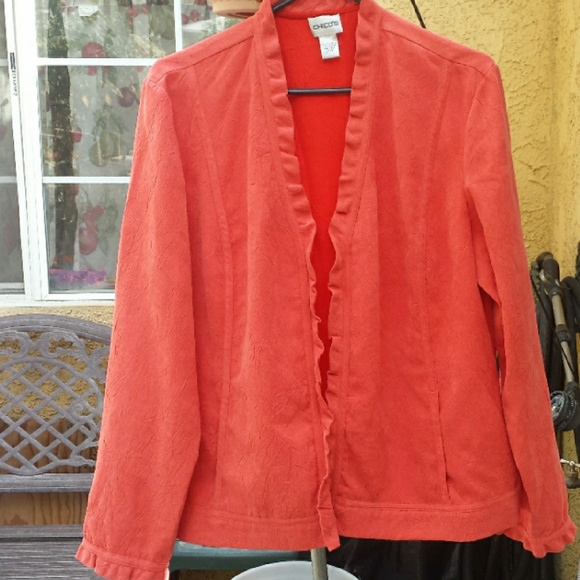 Chico's Jackets & Blazers - Chico's Coral Orange Blazer size 2 (Large)